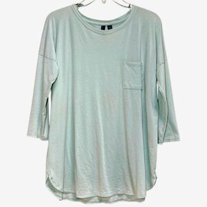 Cynthia Rowley 3/4 Sleeve Knit Top in Aqua Green Women’s L